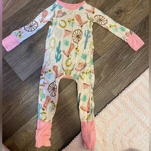 Limited edition Little Sleepies Pink Ready to Rodeo Zippy. size 3-6 months.
